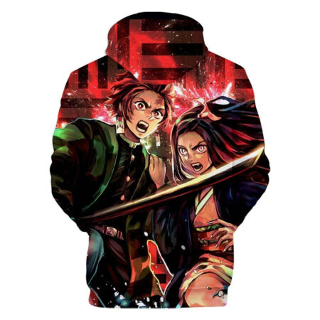 Blusa Jaqueta 3D Full Tanjiro e Nezuko Anime Demon Slayer Top - Imagem 2