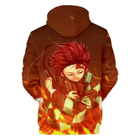 Blusa Jaqueta 3D Full Irmãos Tanjiro e Nezuko Anime Demon Slayer Top - Imagem 2