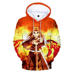 Blusa Jaqueta 3D Full Rengoku Poder Das Chamas Anime Demon Slayer Top