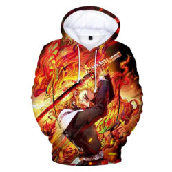 Blusa Jaqueta 3D Full Rengoku Kyojuro Anime Demon Slayer Top