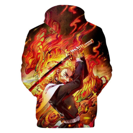 Blusa Jaqueta 3D Full Rengoku Kyojuro Anime Demon Slayer Top - Imagem 2