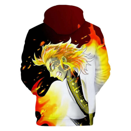 Blusa Jaqueta 3D Full Rengoku Batalha Anime Demon Slayer Top - Imagem 2