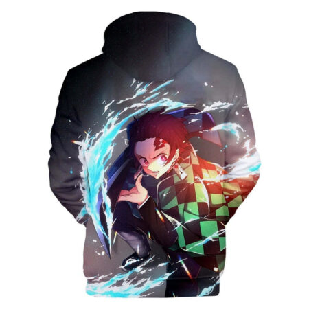 Blusa Jaqueta 3D Full Tanjiro Corte d' Água Anime Demon Slayer Top - Imagem 2