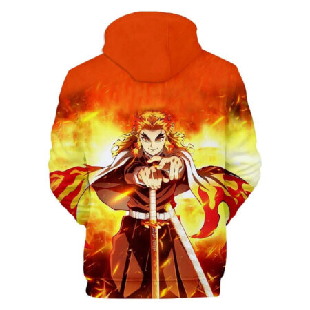 Blusa Jaqueta 3D Full Rengoku Poder Das Chamas Anime Demon Slayer Top - Imagem 2