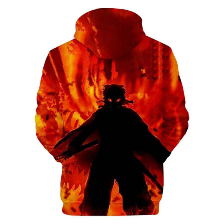 Blusa Jaqueta 3D Full Rengoku Nas Chamas Anime Demon Slayer Top - Imagem 2