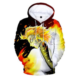 Blusa Jaqueta 3D Full Rengoku Batalha Anime Demon Slayer Top