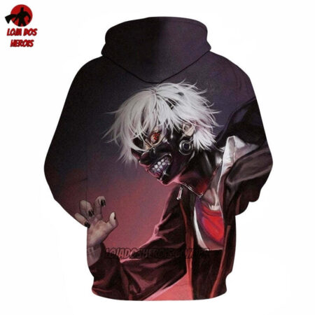 Blusa Jaqueta 3D Anime Tokyo Ghoul Kaneki Batalha Touca Canguru - Imagem 2