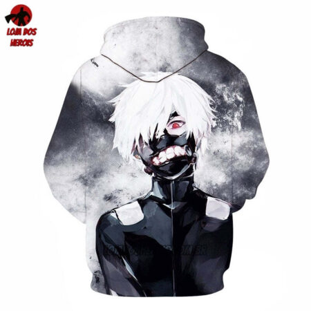 Blusa Jaqueta 3D Anime Tokyo Ghoul Kaneki Ken Batalha Touca Canguru - Imagem 2