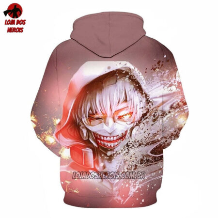 Blusa Jaqueta 3D Anime Tokyo Ghoul Kaneki Encapuzado Touca Canguru - Imagem 2