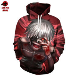 Blusa Jaqueta 3D Anime Tokyo Ghoul Kaneki Transformação Touca Canguru