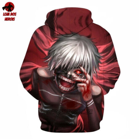 Blusa Jaqueta 3D Anime Tokyo Ghoul Kaneki Transformação Touca Canguru - Imagem 2