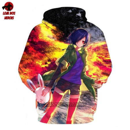Blusa Jaqueta 3D Touka Batalha Tokyo Ghoul Anime Touca Canguru - Imagem 2