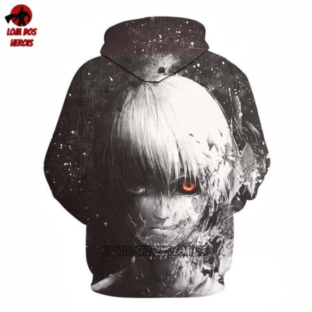 Blusa Jaqueta 3D Kaneki Tokyo Ghoul:Re Anime Touca Canguru - Imagem 2