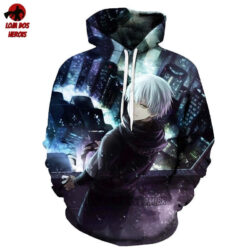Blusa Jaqueta 3D Kaneki Clássico Tokyo Ghoul:Re Anime Touca Canguru