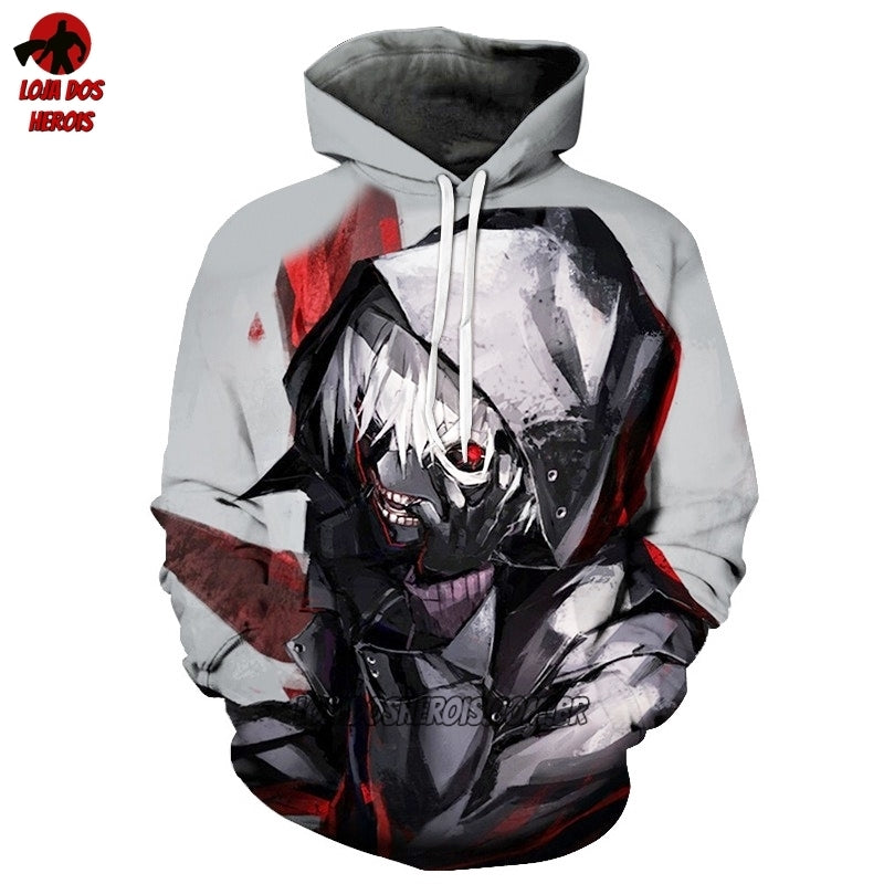Blusa Jaqueta 3D Kaneki Ken Encapuzado Tokyo Ghoul:Re Anime Touca Canguru