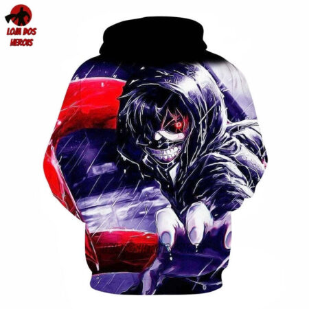 Blusa Jaqueta 3D Kaneki Batalha Tokyo Ghoul:Re Anime Touca Canguru - Imagem 2
