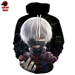 Blusa Jaqueta 3D Kaneki Modo Batalha Tokyo Ghoul:Re Anime Touca Canguru