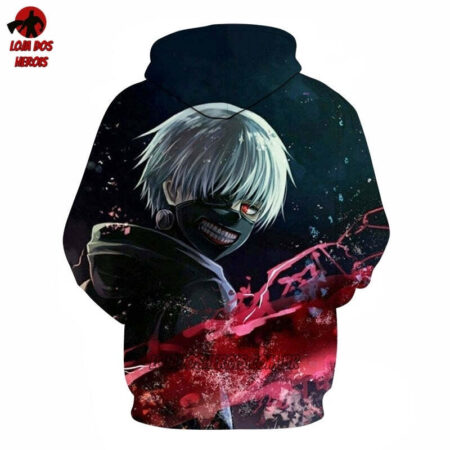 Blusa Jaqueta 3D Kaneki Transformação Tokyo Ghoul:Re Anime Touca Canguru - Imagem 2