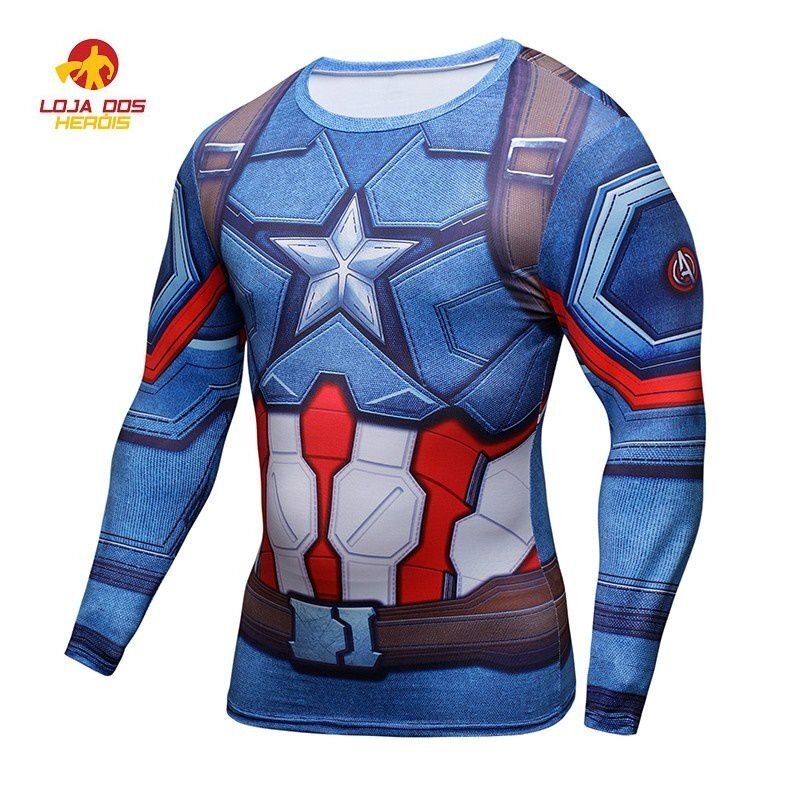 Camisa / Camiseta Hash Guard Compressão Capitão América - Clássico