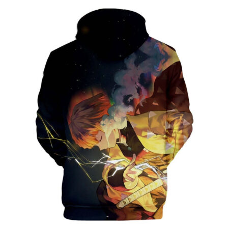 Blusa Jaqueta 3D Full Zenitsu Batalha Anime Demon Slayer Top - Imagem 2