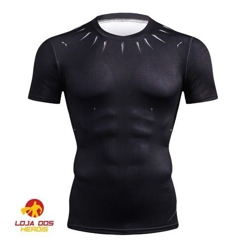 Camisa / Camiseta Hash Guard Compressão Pantera Negra - Vingadores Curta - Imagem 3