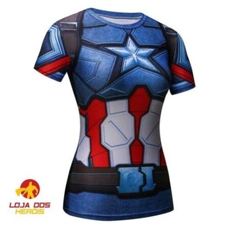 Camisa / Camiseta Hash Guard Capitão América Guerra Civil - Feminina Compressão