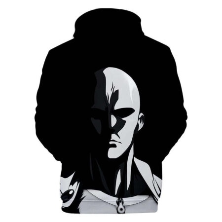 Blusa Jaqueta 3D Full Saitama Preto e Branco Anime One Punch Man Top - Imagem 2