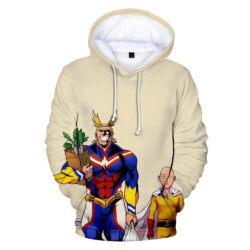 Blusa Jaqueta 3D Full Crossover All Might e Saitama Anime One Punch Man Top