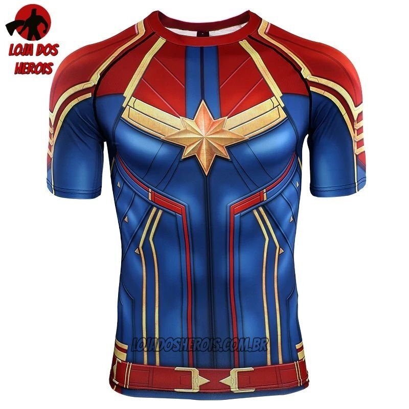 Camisa/Camiseta Capitã Marvel Filme 2019 - Vingadores Ultimato Endgame Compressão Hash Guard - Imagem 2