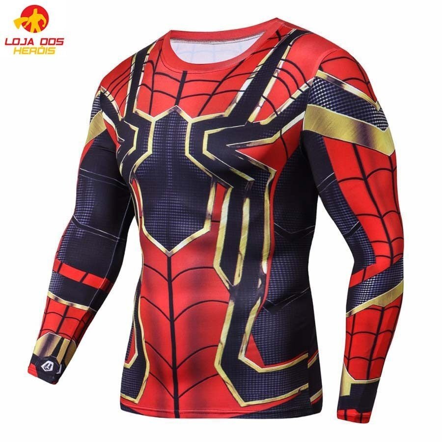 Camisa / Camiseta Hash Guard Compressão Aranha De Ferro - Guerra Infinita Manga Longa