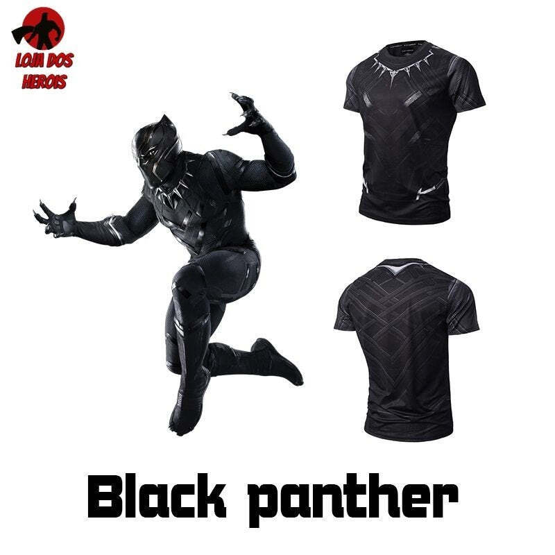 Camisa/Camiseta Pantera Negra Filme Compressão Hash Guard - Imagem 2