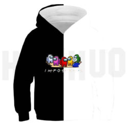 Blusa Jaqueta 3D Full Avatares Preto e Branco Among Us Game Top