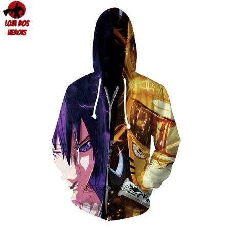 Jaqueta Blusa Moletom Naruto Vs Sasuke Uchiha Anime Shippuden