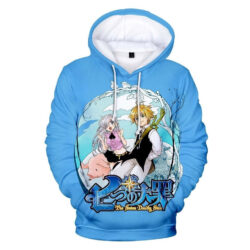 Blusa Jaqueta 3D Full Meliodas Elizabeth e Hawk Nanatsu No Taizai Anime Top