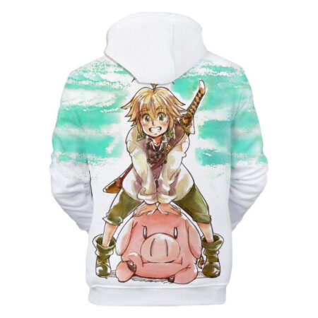 Blusa Jaqueta 3D Full Meliodas e Hawk Nanatsu No Taizai Anime Top - Imagem 2