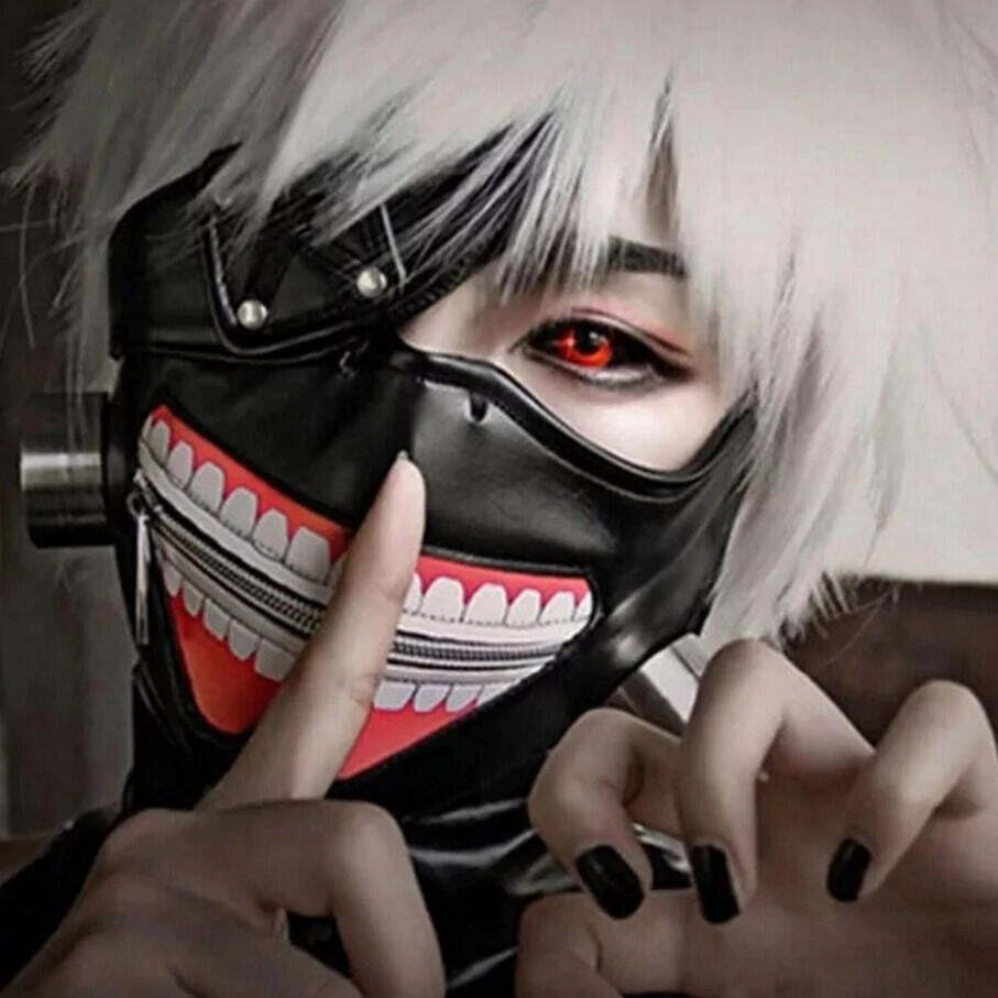Máscara Cosplay Kaneki Anime Tokyo Ghoul:Re Realista Latex Capuz - Imagem 4