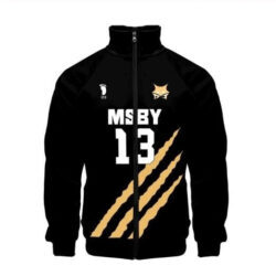 Jaqueta Corta Vento 3D Miya MSBY Black Jackal Anime Haikyuu Top