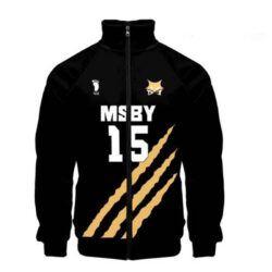 Jaqueta Corta Vento 3D Sakusa MSBY Black Jackal Anime Haikyuu Top