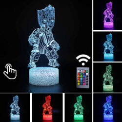 Luminária Abajur LED Baby Groot Batalha Multicolorido Lanterna 3D Decorativo