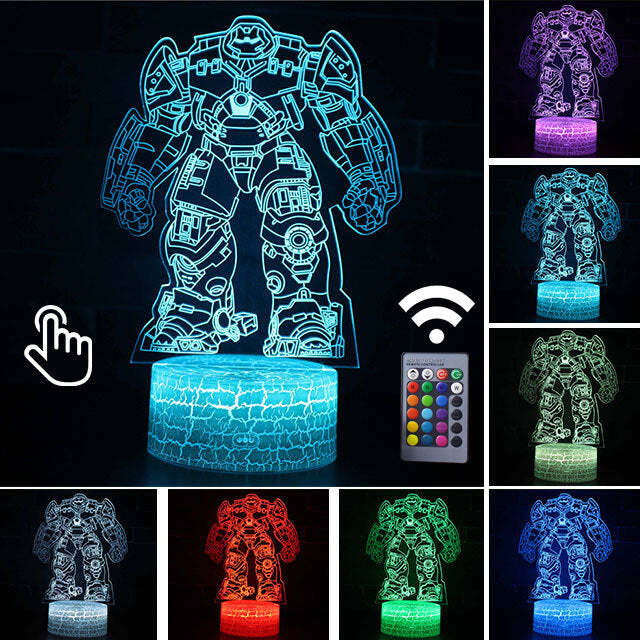 Luminária Abajur LED Homem de Ferro Hulkbuster Multicolorido Lanterna 3D Decorativo 2