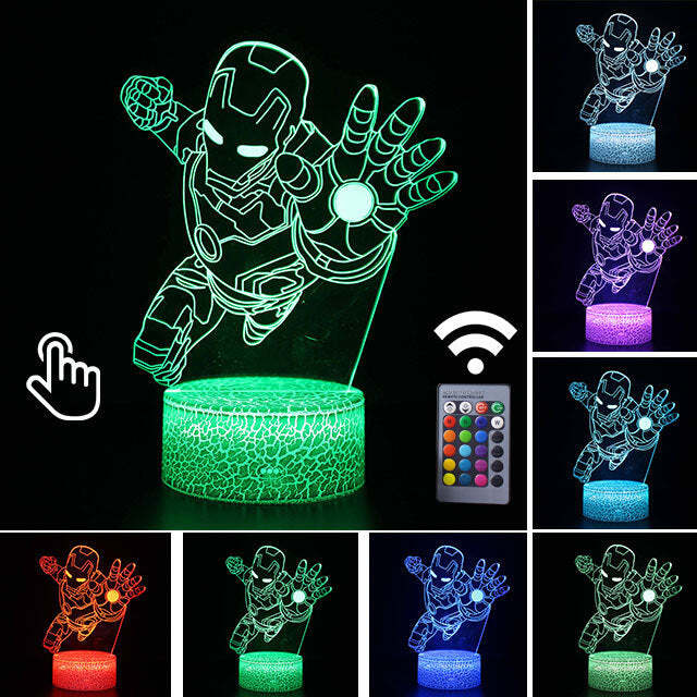 Luminária Abajur LED Homem de Ferro Filme Multicolorido Lanterna 3D Decorativo 2
