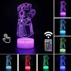 Luminária Abajur LED Manopla Do Infinito Thanos Multicolorido Lanterna 3D Decorativo