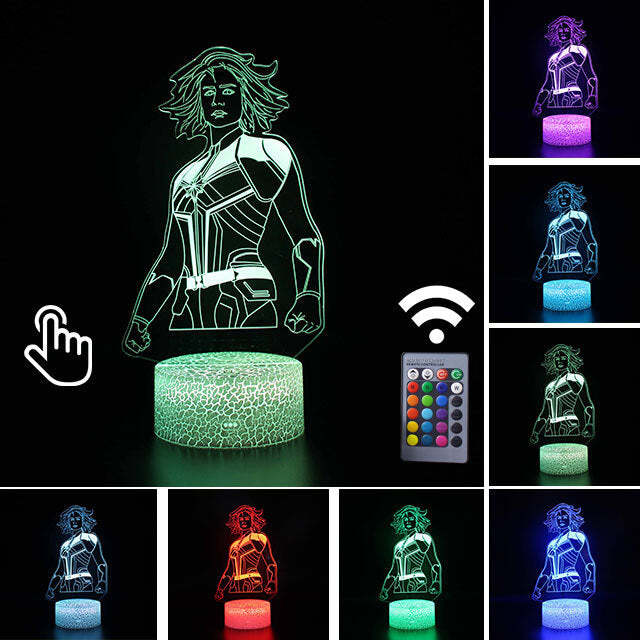 Luminária Abajur LED Capitã Marvel Multicolorido Lanterna 3D Decorativo