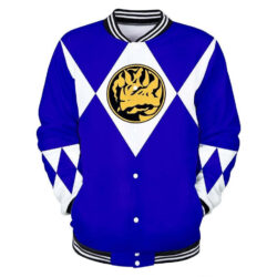 Jaqueta Beisebol 3D Casual Ranger Azul Power Rangers Mighty Morphin Top