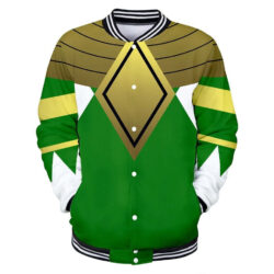 Jaqueta Beisebol 3D Casual Ranger Verde Power Rangers Mighty Morphin Top