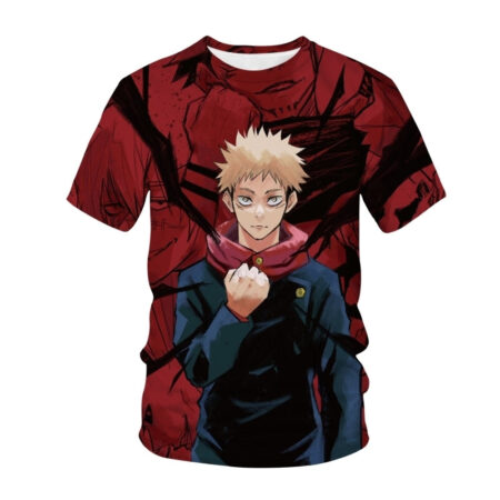 Camisa Camiseta Itadori Poderes Jujutsu Kaisen Anime Impressão 3D Full