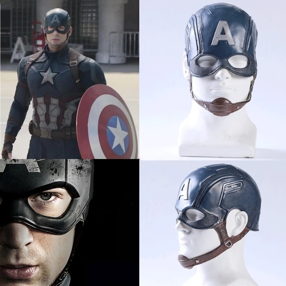 Máscara Cosplay Capitão América Vingadores Latex Fantasia Realista Top