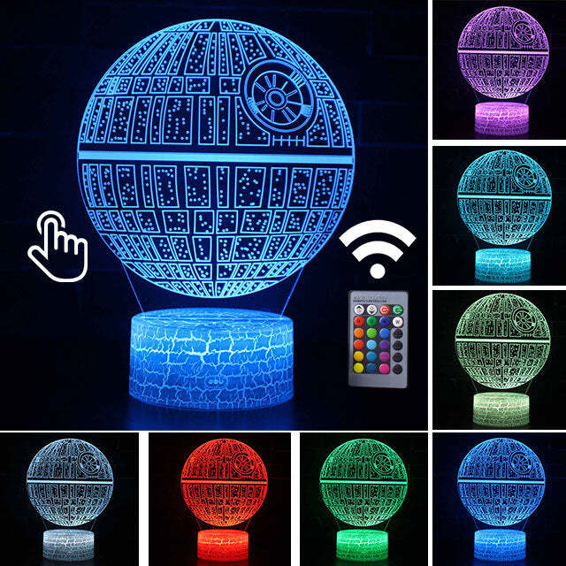 Luminária Abajur LED Estrela Da Morte Star Wars Multicolorido Lanterna 3D Decorativo