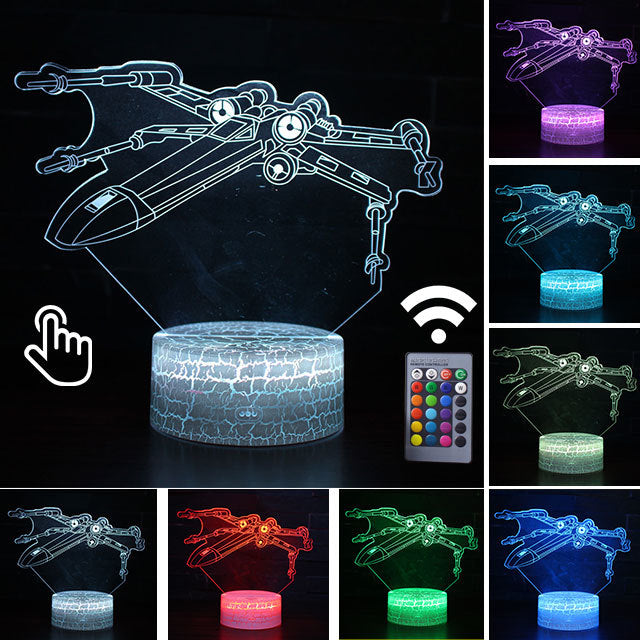 Luminária Abajur LED X-Wing Star Wars Multicolorido Lanterna 3D Decorativo