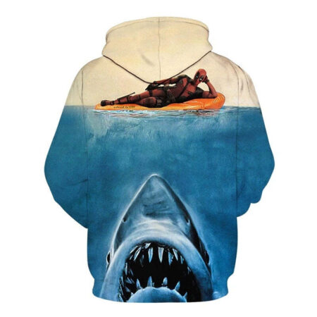 Blusa Jaqueta 3D Full Deadpool e Tubarão Cena Filme Top - Imagem 2
